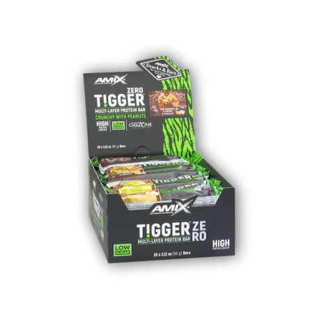 20x Tigger Zero Multi Layer Protein Riegel 60g - dunkle Schokolade Karamell