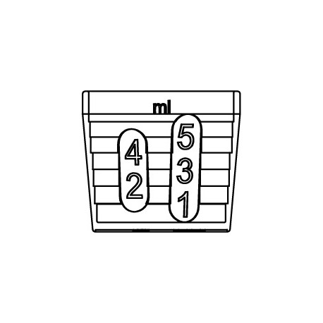 5 ml Glas mit einer Skala von 1-2-3-4-5 ml und 1,25-2,5 ml