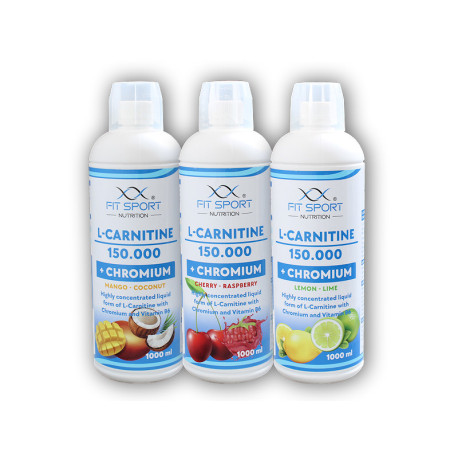 3x L-Carnitin 150000 + Chrom 1000ml - Zitrone Limette