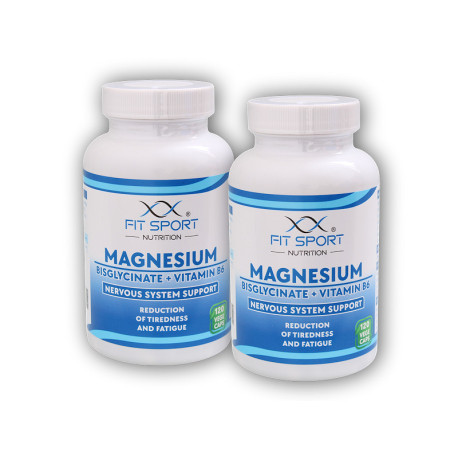 2x Magnesium Bisglycinat + Vitamin B6 120 veggie Kapseln - Magnesium