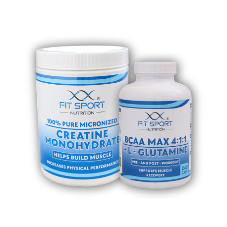 100% Kreatin Monohydrat 550g + BCAA MAX 4:1:1 + L-Glutamin 240 Kapseln