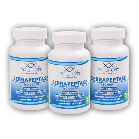 3x Serrapeptase 260.000 IE mit Inulin 90 veggie Kapseln