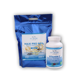 Maxi Pro 90% 2500g + Vitamin C 1000mg mit Hagebutten 120 Tabletten - Vanille