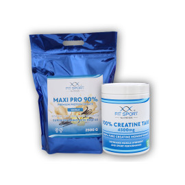 Maxi Pro 90% 2500g + 100% Kreatin Tabletten 4500mg 240 vegetarische Tabletten - Schokolade