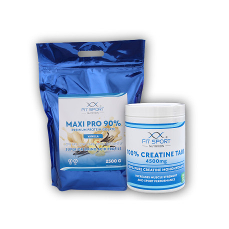 Maxi Pro 90% 2500g + 100% Kreatin Tabletten 4500mg 240 Gemüse Tabletten - Banane