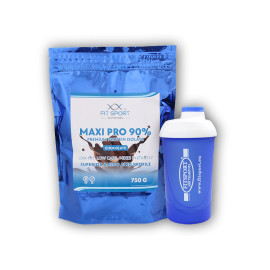 Maxi Pro 90% 750g + Fitsport Shaker - Erdbeere