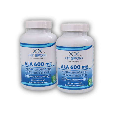 2x ALA 600 mg Alpha-Liponsäure + Vitamin B1, B5, B6 120 Gemüsekapseln