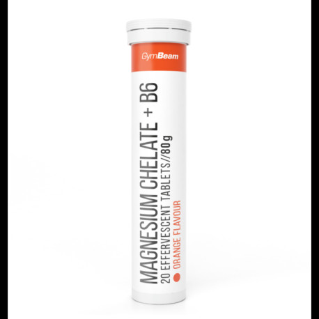 Magnesiumchelat + B6 sprudelnd – GymBeam – orange – 20 Tabletten.