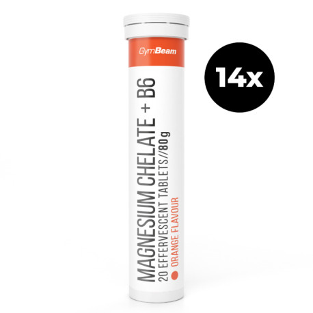 Magnesiumchelat + B6 Sparkling – GymBeam – orange – 14 x 20 Tabletten