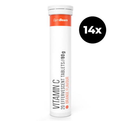 Vitamin C 1000 mg sprudelnd – GymBeam – schwarze Johannisbeere – 14 x 20 Tasche