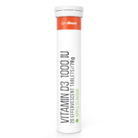 Sprudelndes Vitamin D3 1000 IE – GymBeam – Grüner Apfel – 20 Tabletten.