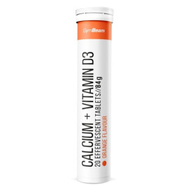 Kalzium + Vitamin D3 sprudelnd – GymBeam – orange – 20 Tabletten.