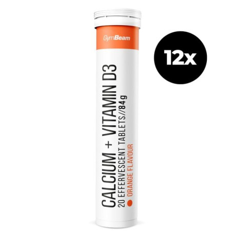 Kalzium + Vitamin D3 Sparkling – GymBeam – Orange – 12 x 20 Tabletten