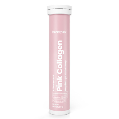 Funkelndes Pink-Kollagen – BeastPink – Erdbeer-Himbeer-20 Tabletten.
