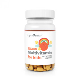 Multivitamin, Tabletten zum Saugen für Kinder – GymBeam – Orange – 120 Tablette.