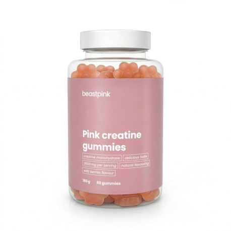Rosa Kaugummis mit Kreatin – BeastPink – GymBeam – 60 Taschen.