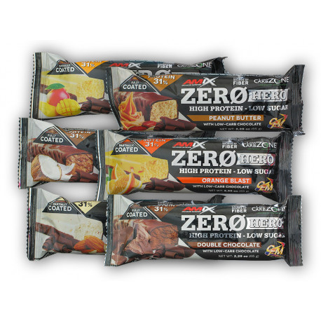 Zero Hero High Protein Riegel mit niedrigem Zuckergehalt 65g - Doppelt Schokolade