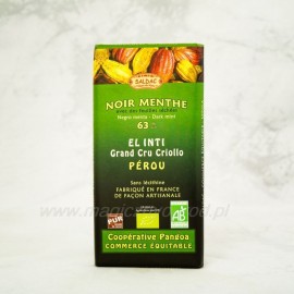 Dunkle Schokolade 63% Schokolade mit Minze (Öl + Blatt) Bio 100g